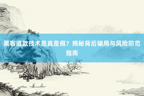 黑客追款技术是真是假？揭秘背后骗局与风险防范指南